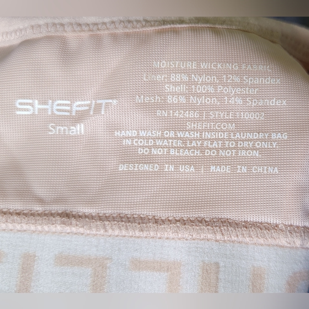 NWOT Small Shefit Pink Tan High Impact Sports Athletic Performance Bra - Picture 3 of 5